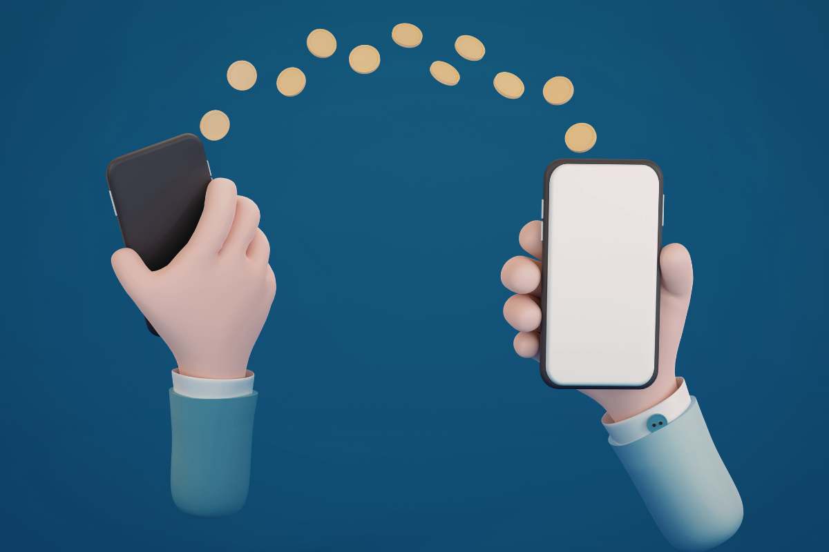 immagine grafica di un bonifico via smartphone