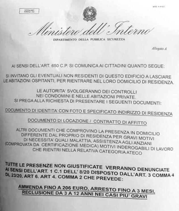 Avviso falso del Ministero