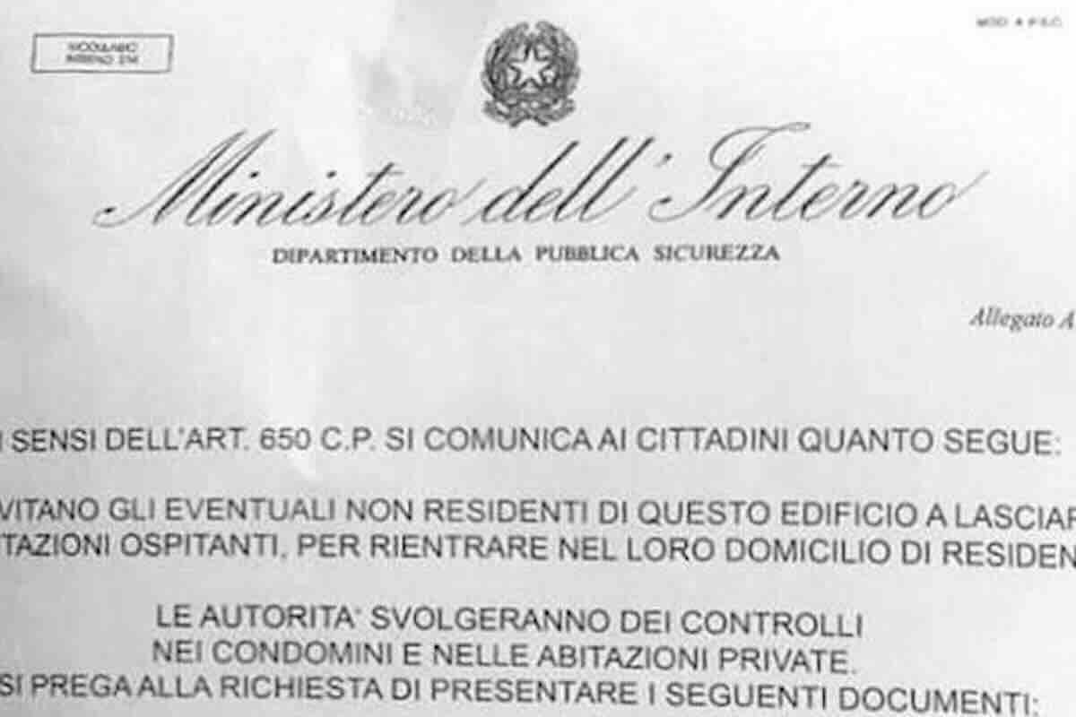Avviso falso del Ministero dell'Interno