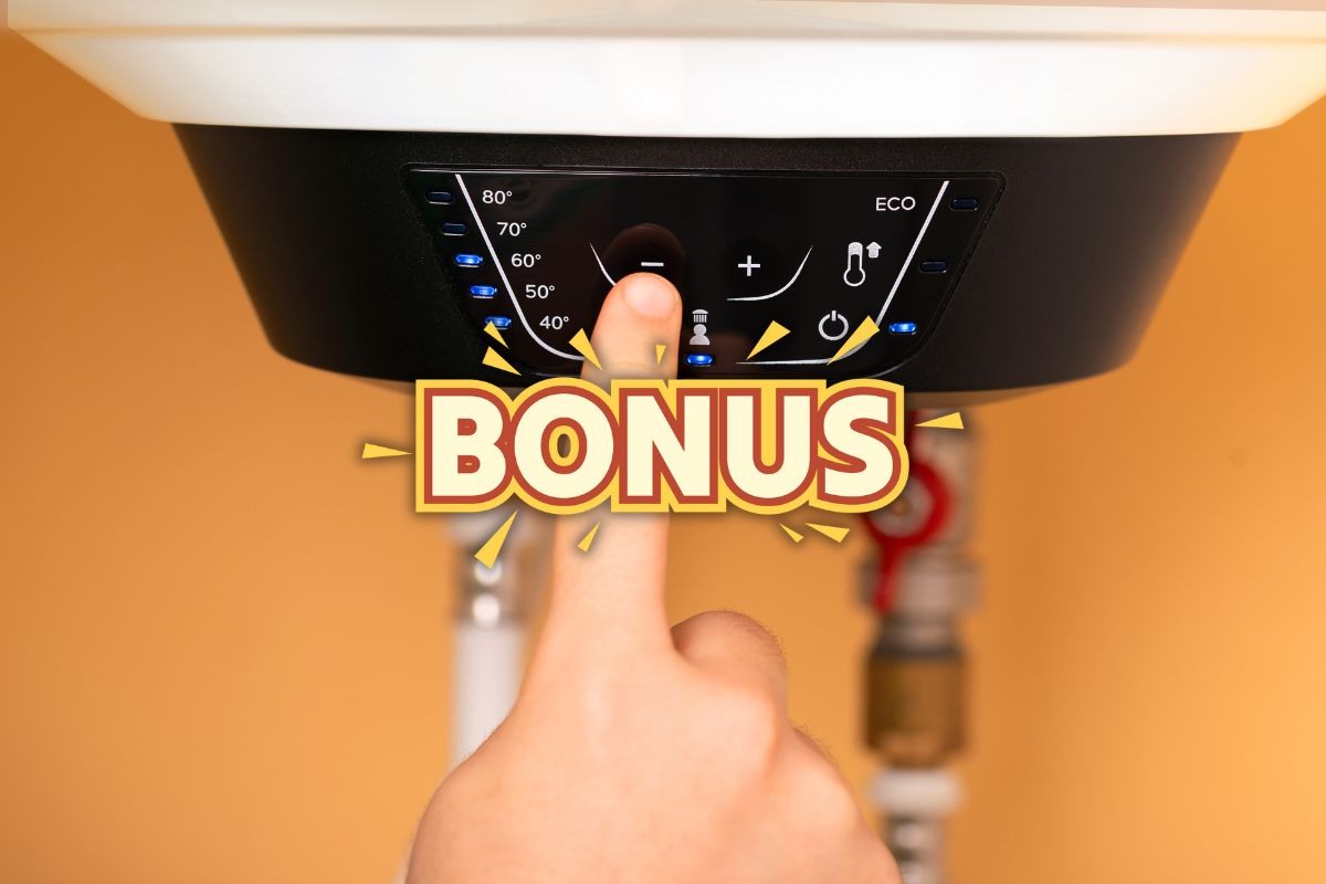 scritta bonus su una caldaia che viene messa in funzione