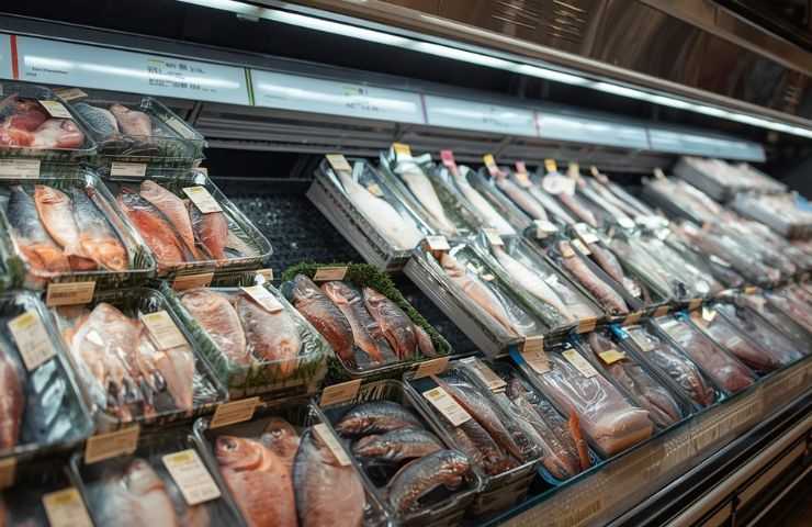 pesce congelato al supermercato