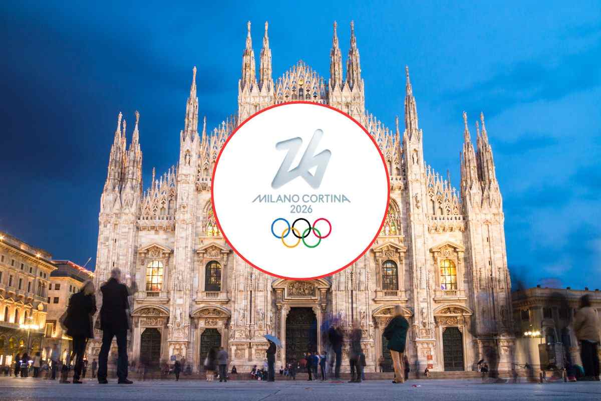 sfondo con il duomo di milano e logo delle olimpiadi invernali 2026