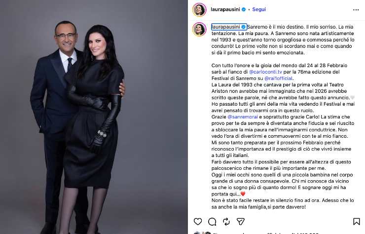 post instagram di laura pausini su instagram